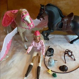 2 Horses with Barbie and accessories